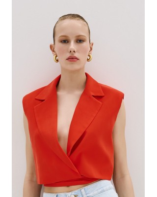 Γυναικείο κόκκινο κοντό κρουαζέ σακάκι - Eight 53-1028 Γυναικείο κόκκινο κοντό κρουαζέ σακάκι - Eight 53-1028