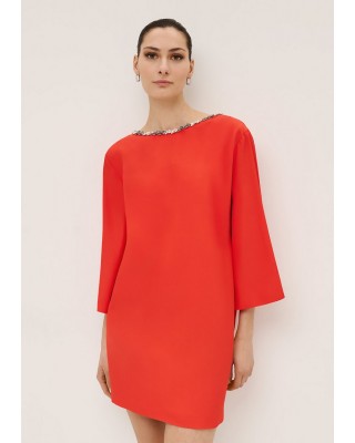 Γυναικείο κοντό κόκκινο φόρεμα με κέντημα - Spell 53-3024