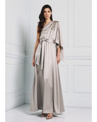 Γυναικείο μάξι ασημί σατέν φόρεμα με έναν ώμο - Access 53-3308 Γυναικείο μάξι ασημί σατέν φόρεμα με έναν ώμο - Access 53-3308