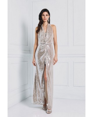 Γυναικείο μάξι ασημί φόρεμα με παγιέτα - Αccess 53-3350