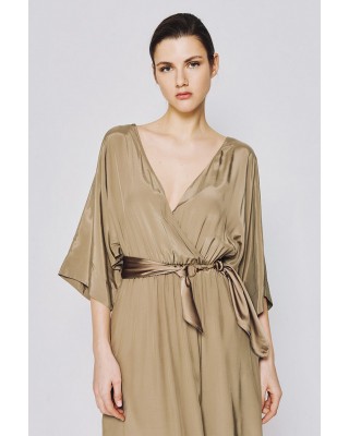 Γυναικείο μάξι κρουαζέ λαδί φόρεμα - Access 53-3363 Γυναικείο μάξι κρουαζέ λαδί φόρεμα - Access 53-3363