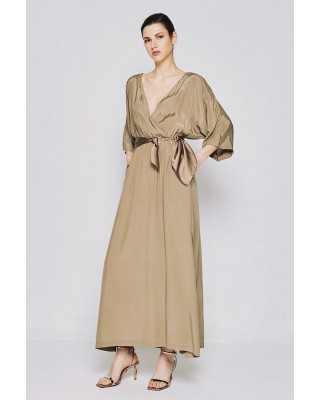 Γυναικείο μάξι κρουαζέ λαδί φόρεμα - Access 53-3363 Γυναικείο μάξι κρουαζέ λαδί φόρεμα - Access 53-3363