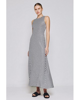 Γυναικείο μάξι ριγέ φόρεμα με ανοιχτή πλάτη - Access 53-3302