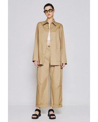 Γυναικείο μπεζ πουκάμισο με ζώνη - Eight 53-7033 Γυναικείο μπεζ πουκάμισο με ζώνη - Eight 53-7033