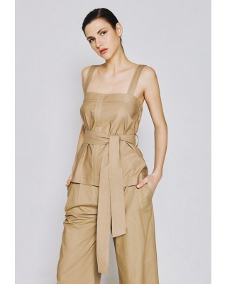 Γυναικείο μπεζ τοπ στράπλες με ζώνη - Eight 53-2092 Γυναικείο μπεζ τοπ στράπλες με ζώνη - Eight 53-2092