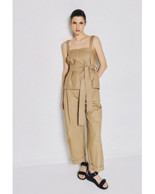 Γυναικείο μπεζ τοπ στράπλες με ζώνη - Eight 53-2092 Γυναικείο μπεζ τοπ στράπλες με ζώνη - Eight 53-2092