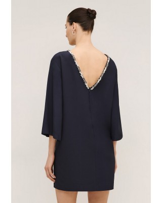 Γυναικείο κοντό μπλε φόρεμα με κέντημα - Spell 53-3024