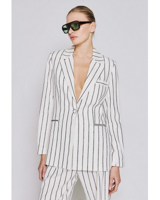 Γυναικείο ριγέ σακάκι με άνοιγμα - Access 53-1008 Γυναικείο ριγέ σακάκι με άνοιγμα - Access 53-1008