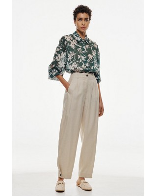 Γυναικείο παντελόνι slouchy με πιέτες και κουμπιά - Eight 53-5065