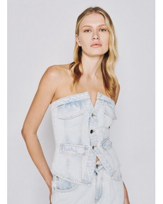 Γυναικείο τοπ γιλέκο denim - Access 53-8032 Γυναικείο τοπ γιλέκο denim - Access 53-8032