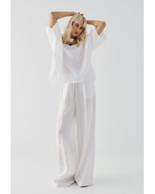 Γυναικεία λευκή λινή μπλούζα - Eight 53-2128 Γυναικεία λευκή λινή μπλούζα - Eight 53-2128