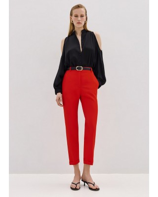 Γυναικείο κόκκινο παντελόνι με ρεβέρ - Spell 53-5150 Γυναικείο κόκκινο παντελόνι με ρεβέρ - Spell 53-5150