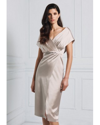 Γυναικείο μίντι ασημί σατέν φόρεμα - Access 53-3006 Γυναικείο μίντι ασημί σατέν φόρεμα - Access 53-3006