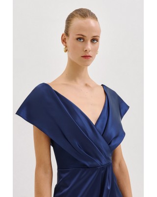 Γυναικείο μίντι μπλε σατέν φόρεμα - Access 53-3006 Γυναικείο μίντι μπλε σατέν φόρεμα - Access 53-3006