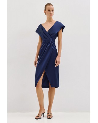 Γυναικείο μίντι μπλε σατέν φόρεμα - Access 53-3006 Γυναικείο μίντι μπλε σατέν φόρεμα - Access 53-3006