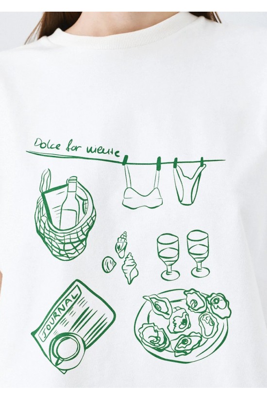 Γυναικεία αμάνικη λευκή μπλούζα με τύπωμα - Eight 63-2005