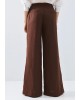Γυναικεία καφέ λινή παντελόνα - Access 63-5007 Γυναικεία καφέ λινή παντελόνα - Access 63-5007