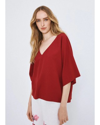 Γυναικεία κόκκινη κοντομάνικη μπλούζα - Access 63-2012