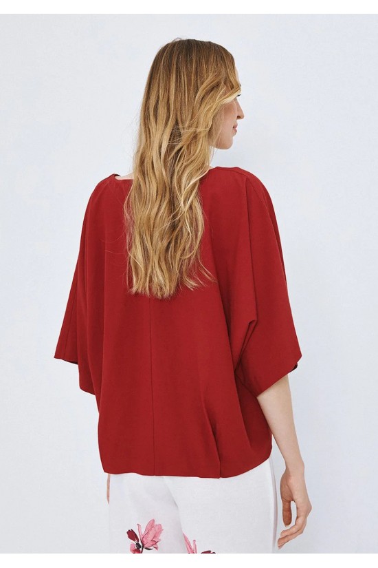 Γυναικεία κόκκινη κοντομάνικη μπλούζα - Access 63-2012