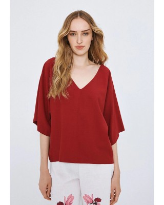 Γυναικεία κόκκινη κοντομάνικη μπλούζα - Access 63-2012