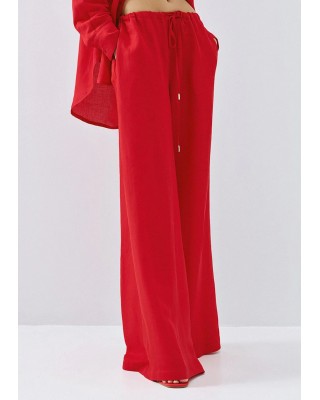 Γυναικεία λινή κόκκινη παντελόνα - Access 63-5083