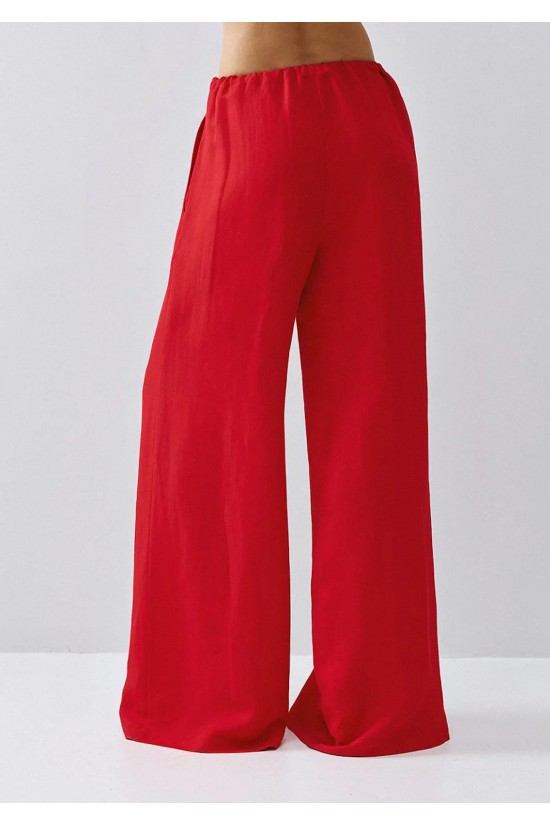 Γυναικεία λινή κόκκινη παντελόνα - Access 63-5083
