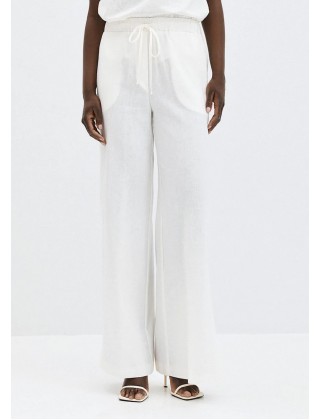 Γυναικεία λευκή λινή παντελόνα - Eight 63-5084