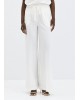 Γυναικεία λευκή λινή παντελόνα - Eight 63-5084