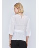 Γυναικεία λευκή μπλούζα με παγιέτα και ζώνη - Access 63-2157