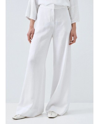 Γυναικεία λευκή παντελόνα με λεπτομέρειες παγιέτα - Access 63-5032