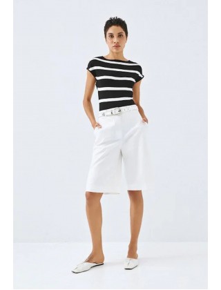 Γυναικεία λευκή ψηλόμεση βερμούδα - Spell 63-5148
