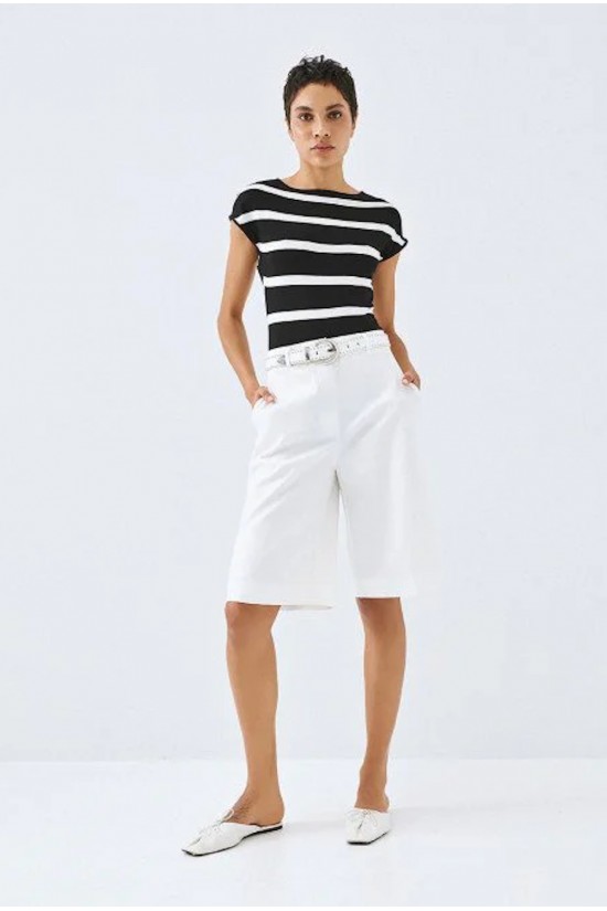 Γυναικεία λευκή ψηλόμεση βερμούδα - Spell 63-5148