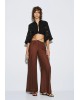 Γυναικεία λινή καφέ παντελόνα - Access 63-5083 Γυναικεία λινή καφέ παντελόνα - Access 63-5083