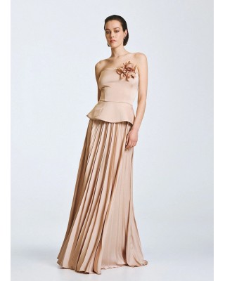 Γυναικεία μάξι μπεζ πλισέ φούστα - Access 63-6011
