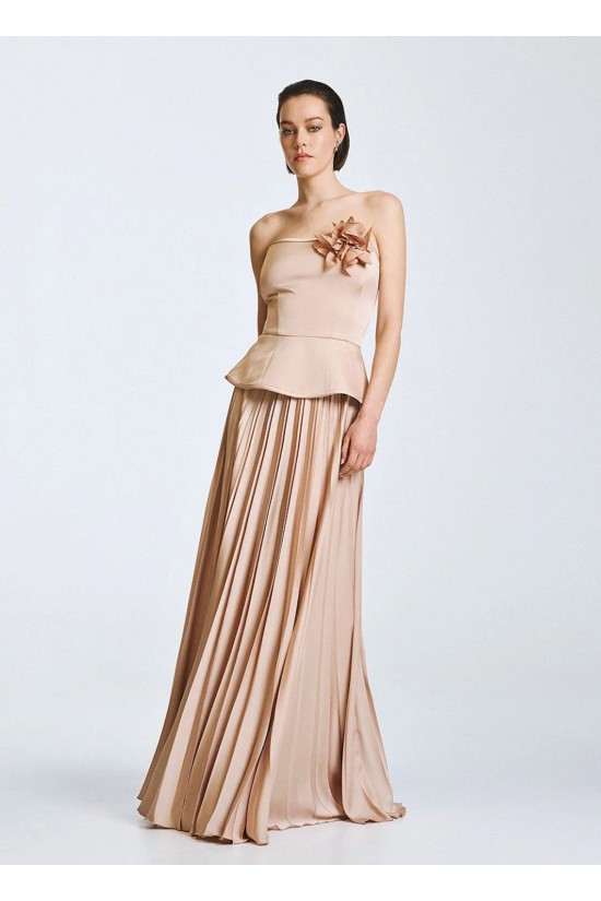 Γυναικεία μάξι μπεζ πλισέ φούστα - Access 63-6011