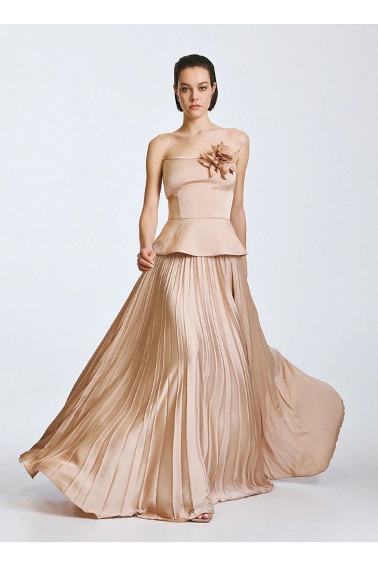 Γυναικεία μάξι μπεζ πλισέ φούστα - Access 63-6011