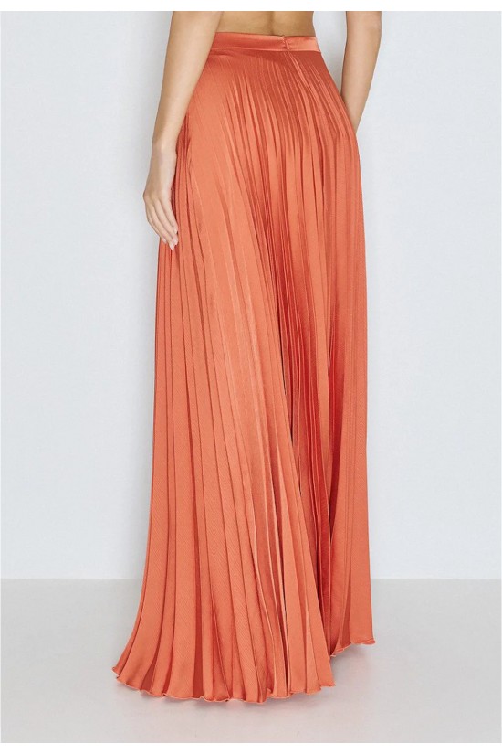 Γυναικεία μάξι πορτοκαλί πλισέ φούστα - Access 63-6011