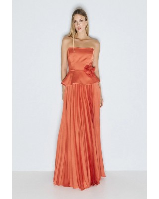 Γυναικεία μάξι πορτοκαλί πλισέ φούστα - Access 63-6011