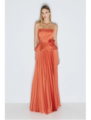 Γυναικεία μάξι πορτοκαλί πλισέ φούστα - Access 63-6011