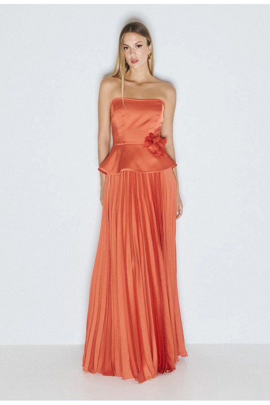 Γυναικεία μάξι πορτοκαλί πλισέ φούστα - Access 63-6011