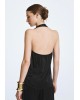 Γυναικεία μαύρη halter μπλούζα με δαντέλα - Access 63-2094