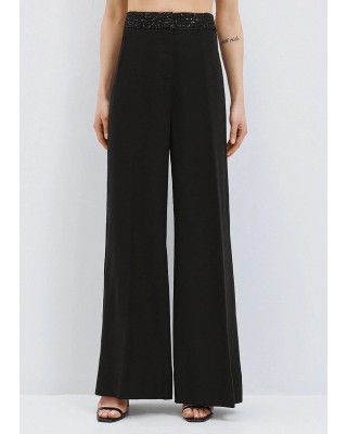 Γυναικεία μαύρη παντελόνα με λεπτομέρειες παγιέτα - Access 63-5032