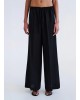 Γυναικεία μαύρη φαρδιά λινή παντελόνα - Access 63-5066