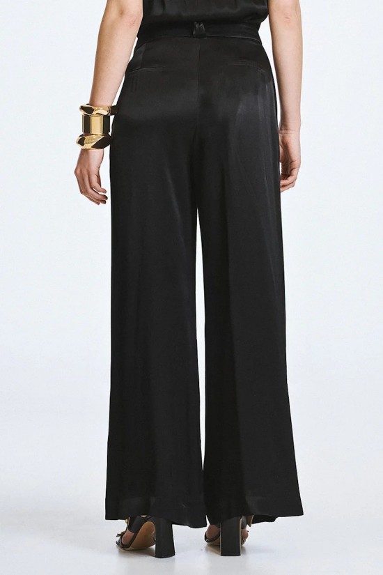 Γυναικεία ψηλόμεση σατινέ φαρδιά παντελόνα - Access 63-5122