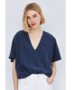 Γυναικεία μπλε μπλούζα με V λαιμόκοψη - Access 63-2121