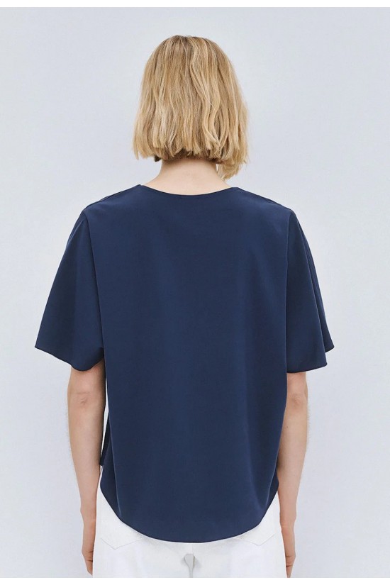 Γυναικεία μπλε μπλούζα με V λαιμόκοψη - Access 63-2121