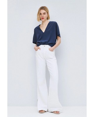 Γυναικεία μπλε μπλούζα με V λαιμόκοψη - Access 63-2121