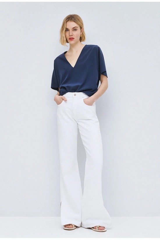 Γυναικεία μπλε μπλούζα με V λαιμόκοψη - Access 63-2121