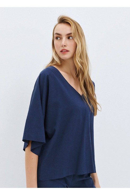 Γυναικεία μπλε κοντομάνικη μπλούζα - Access 63-2012