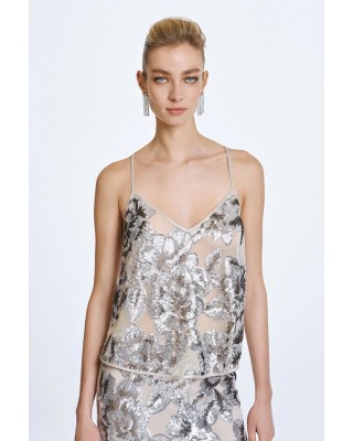 Γυναικεία μπλούζα από τούλι με λεπτομέρειες παγιέτα - Access 63-2002